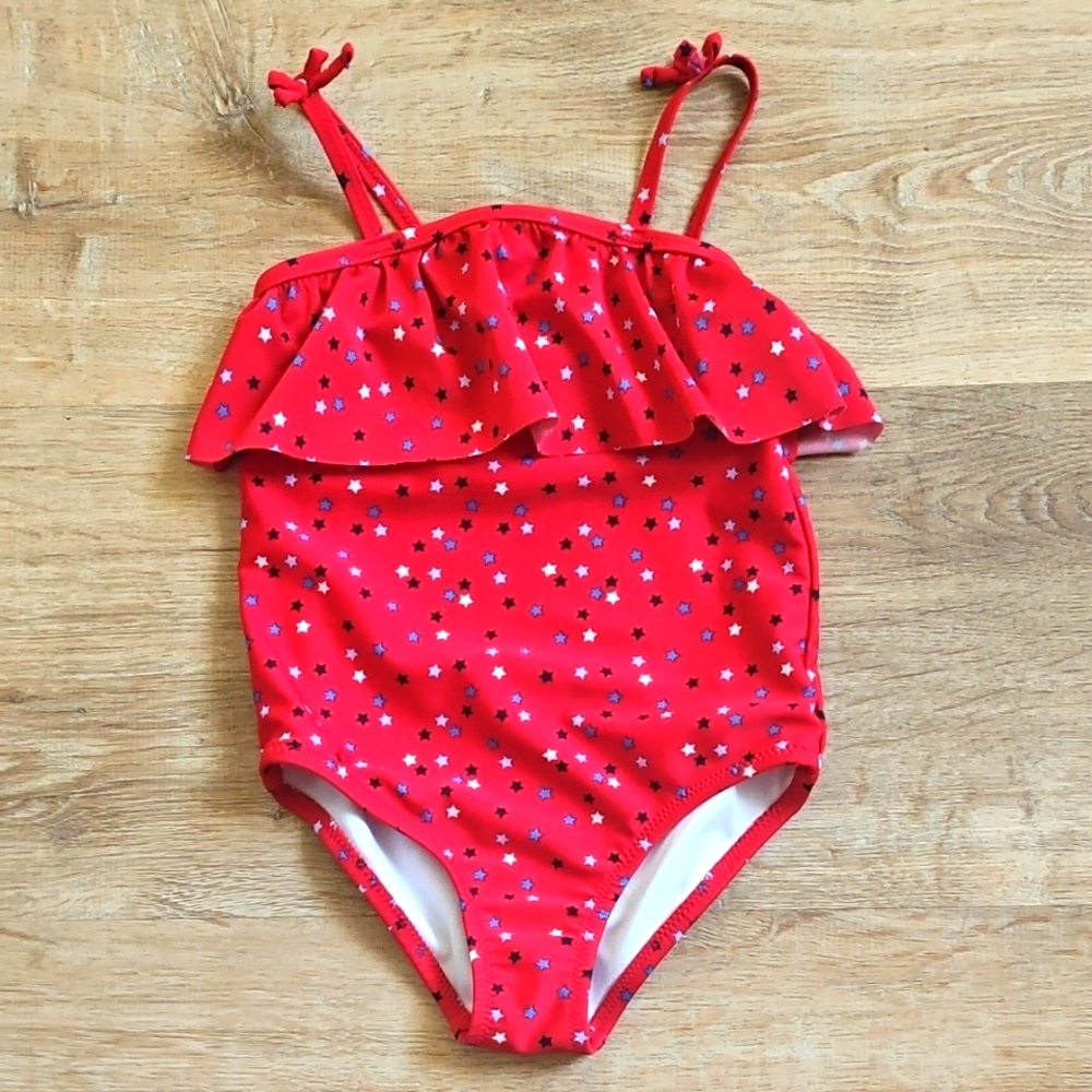 Oshkosh B'gosh Girls Swimsuit, 3T, Red With Blue And White Stars
